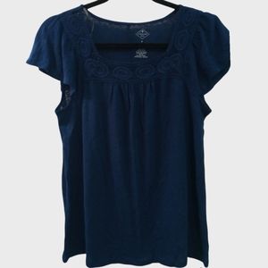 Saint John's Bay Active Women's Top /Shirt  Small Size / Navy Blue Color